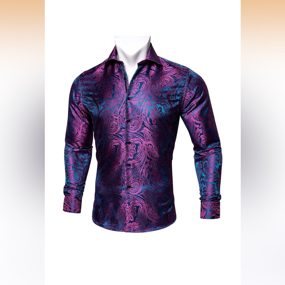 NWT Barry Wang Men’s Dress Shirt Sz XXL Paisley